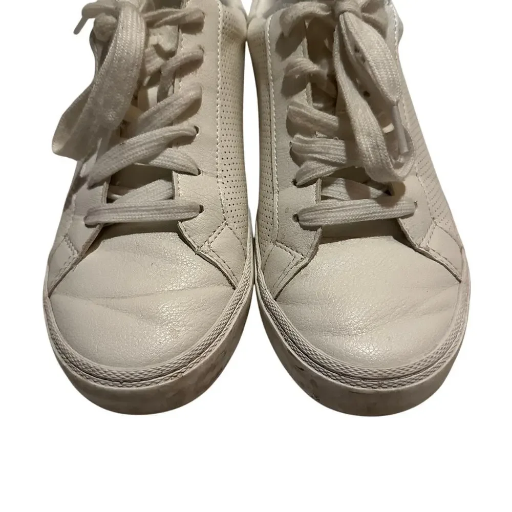 A New Day White Faux Leather Sneaker Tennis Shoes Women's Size 8